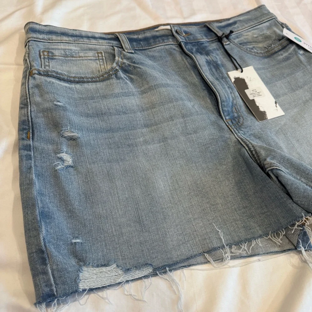 Studio Blue Classic Distressed Denim Cut‎ Off Shorts, Size 16